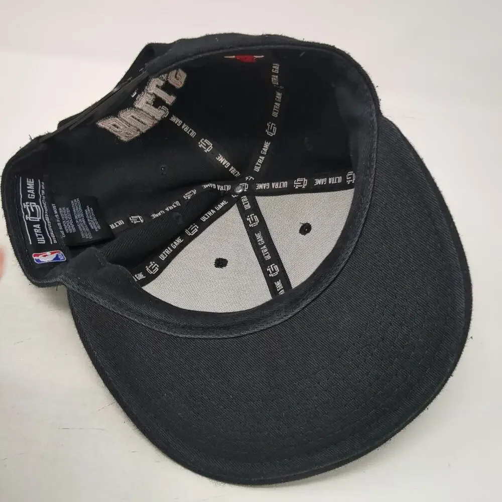 Ultra Game Chicago Bulls NBA Snapback Hat Black One Size Red White Flat Brim